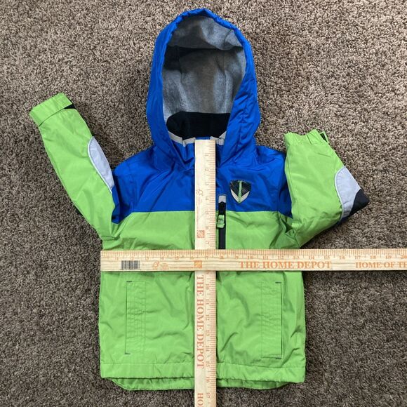 London Fog Boys Wind Breaker Light Jacket Size 3T Full Zipper Hooded Blue Multi - Picture 3 of 6